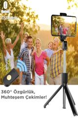 Tripod Kumandalı Mini Kablosuz Selfie Çubuğu K07 Siyah