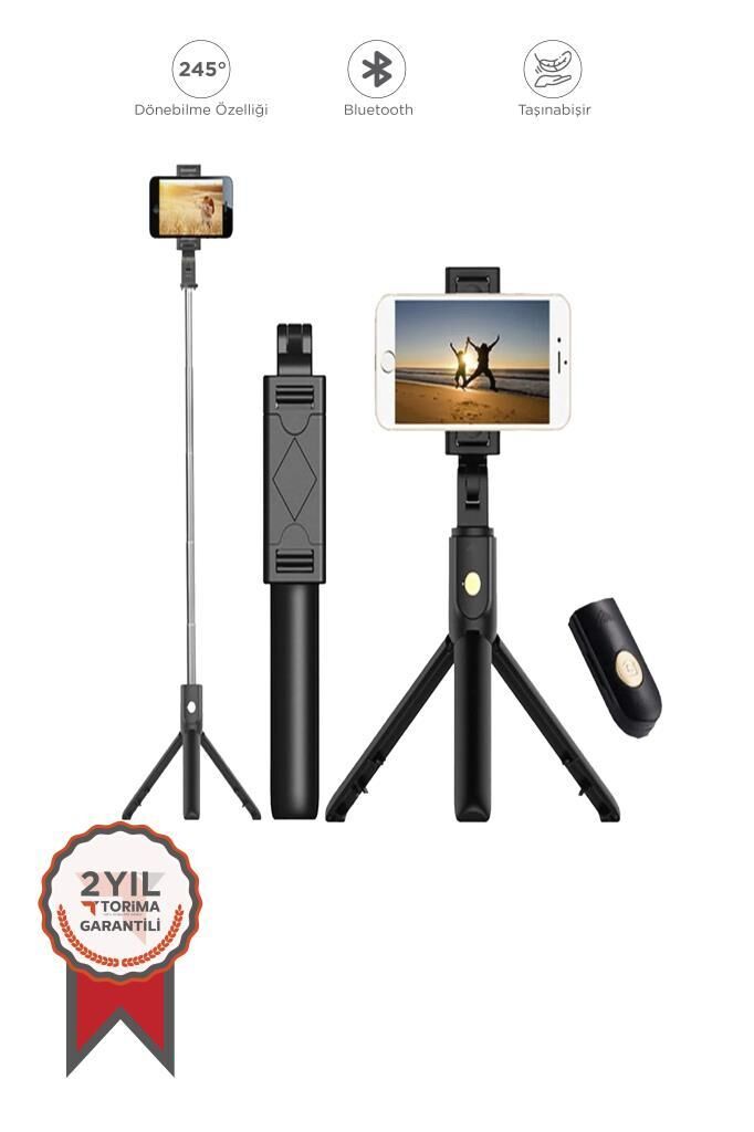 Tripod Kumandalı Mini Kablosuz Selfie Çubuğu K07 Siyah