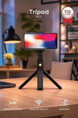 Tripod Kumandalı Mini Kablosuz Selfie Çubuğu K07 Siyah