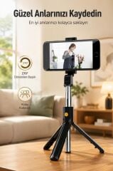 Tripod Kumandalı Mini Kablosuz Selfie Çubuğu K07 Siyah