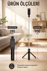 Tripod Kumandalı Mini Kablosuz Selfie Çubuğu K07 Siyah