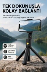 Tripod Kumandalı Mini Kablosuz Selfie Çubuğu K07 Siyah