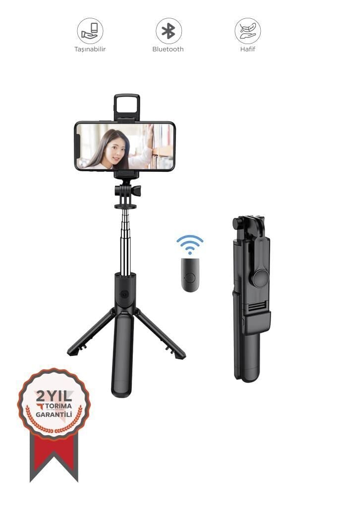 Tripod Kumandalı Kablosuz Selfie Çubuğu S03 Siyah