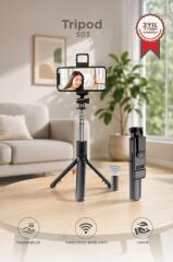 Tripod Çok Amaçlı Kumandalı Kablosuz Selfie Çubuğu S03 Siyah