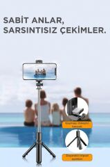 Tripod Çok Amaçlı Kumandalı Kablosuz Selfie Çubuğu S03 Siyah