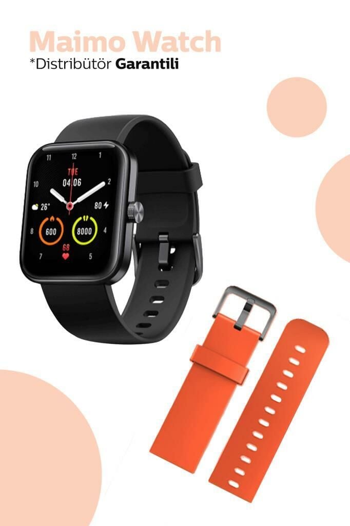 70Mai Maimo Watch WT2105 Akıllı Saat 1.69 İnç - Siyah(Ek turuncu kayış)