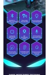 Kablosuz Oyuncu Kulaklığı Rgb Işıklı Çift Mikrofonlu 3 Modlu Bluetooth 5.2 Yeni Nesil Tg-g10