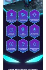 Bluetooth Kulaklık Kulak İçi Rgb Işıklı Çift Mikrofonlu Oyuncu Kulaklık TG-G10 Siyah