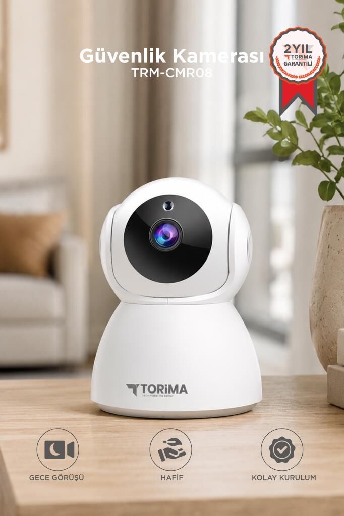 Güvenlik Kamerası 360 Derece Dönebilen Full Hd Smart Ip Kamera CMR8 Beyaz