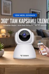 Güvenlik Kamerası 360 Derece Dönebilen Full Hd Smart Ip Kamera CMR8 Beyaz