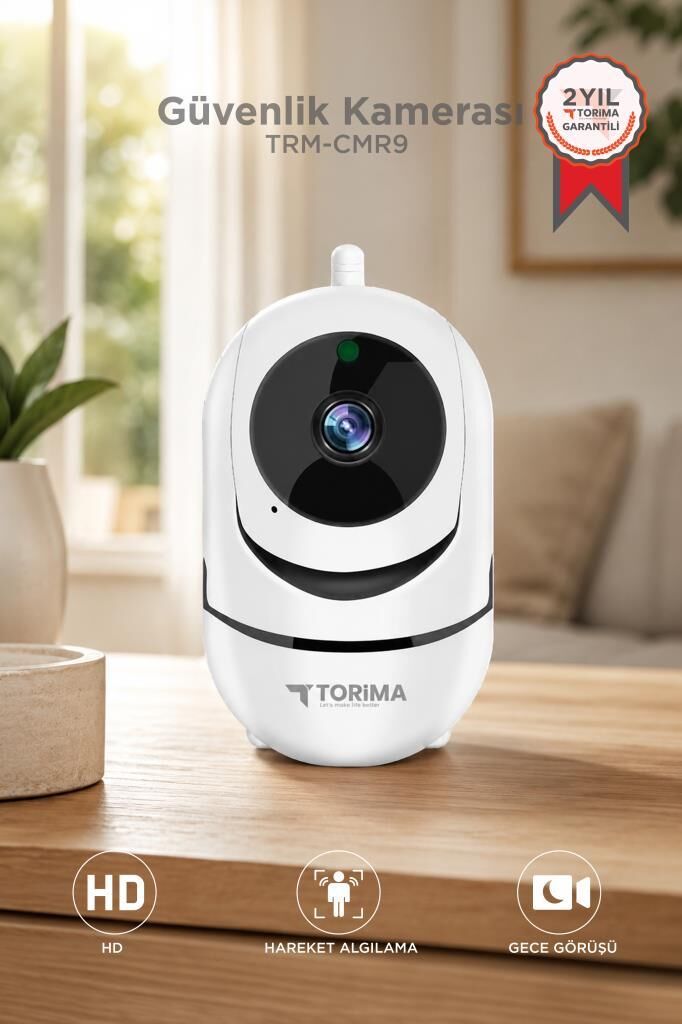 Güvenlik Kamerası 360 Derece Dönebilen Full Hd Smart Ip Kamera CMR9 Beyaz