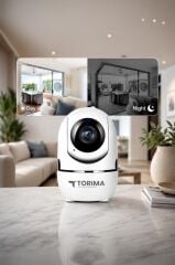 Güvenlik Kamerası 360 Derece Dönebilen Full Hd Smart Ip Kamera CMR9 Beyaz