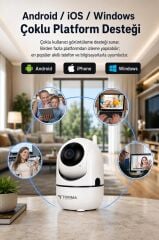 Güvenlik Kamerası 360 Derece Dönebilen Full Hd Smart Ip Kamera CMR9 Beyaz
