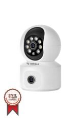 Güvenlik Kamerası 360 Derece Dönebilen 1080P Çift Kamera Full Hd Smart Ip Kamera CMR10 Beyaz