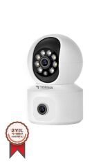 Güvenlik Kamerası 360 Derece Dönebilen 1080P Çift Kamera Full Hd Smart Ip Kamera CMR10 Beyaz