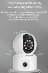 Güvenlik Kamerası 360 Derece Dönebilen 1080P Çift Kamera Full Hd Smart Ip Kamera CMR10 Beyaz