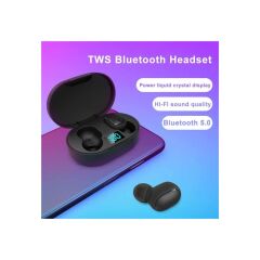 E6s Çift Mikrofonlu Şarj Göstergeli Kablosuz Bluetooth Kulaklık Siyah
