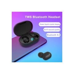 E6s Çift Mikrofonlu Şarj Göstergeli Kablosuz Bluetooth Kulaklık Siyah
