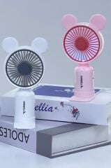 Torima F-12 Beyaz Mini Taşınabilir Fan Şarjlı 2 Kademeli Ledli Ayıcık Kulak Vantilatör Klima Soğutucu Fan