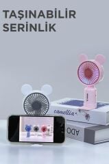 Torima F-12 Beyaz Mini Taşınabilir Fan Şarjlı 2 Kademeli Ledli Ayıcık Kulak Vantilatör Klima Soğutucu Fan