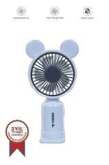 Torima F-12 Beyaz Mini Taşınabilir Fan Şarjlı 2 Kademeli Ledli Ayıcık Kulak Vantilatör Klima Soğutucu Fan