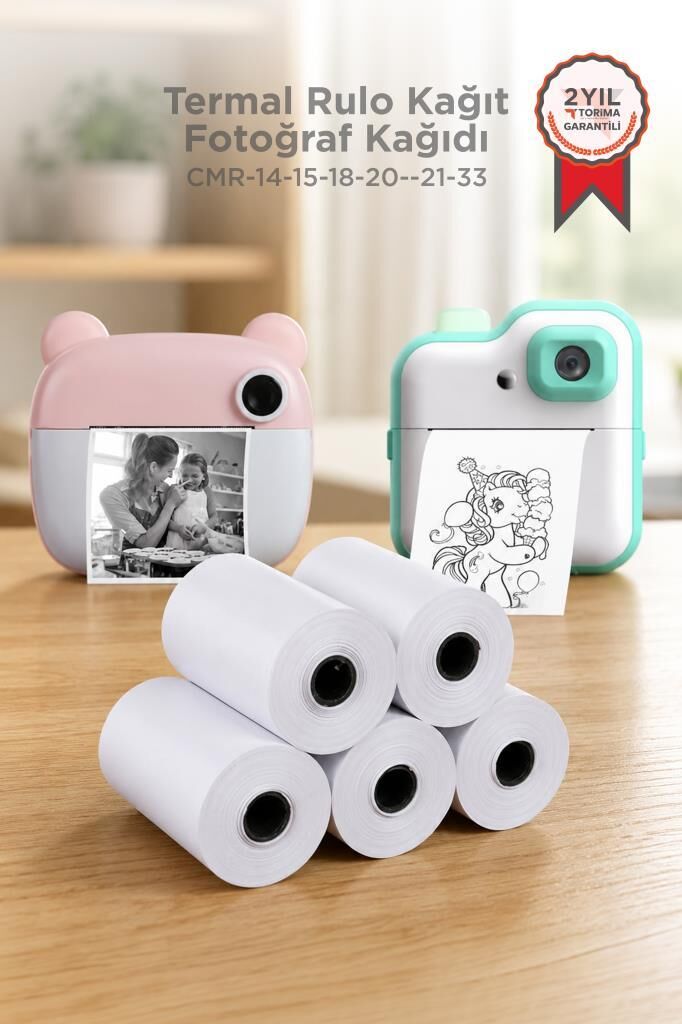 Termal Rulo Kağıt Fotoğraf Kağıdı Tüm Mini Makinalarla Uyumlu CMR-14-15-18-20-21-33 (5 Adet)