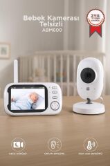 Bebek Kamerası Telsiz Monitörlü Full Hd Smart Ip Güvenlik Kamerası ABM600 Beyaz