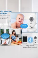 Bebek Kamerası Telsiz Monitörlü Full Hd Smart Ip Güvenlik Kamerası ABM600 Beyaz