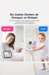 Bebek Kamerası Telsiz Monitörlü Full Hd Smart Ip Güvenlik Kamerası ABM600 Beyaz