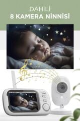 Bebek Kamerası Telsiz Monitörlü Full Hd Smart Ip Güvenlik Kamerası ABM600 Beyaz