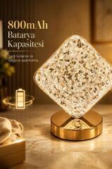 Kare Kristal Elmas Masa Lambası Led Işıklı Şarjlı Dokunmatik Akrilik Gece Lambası LW25