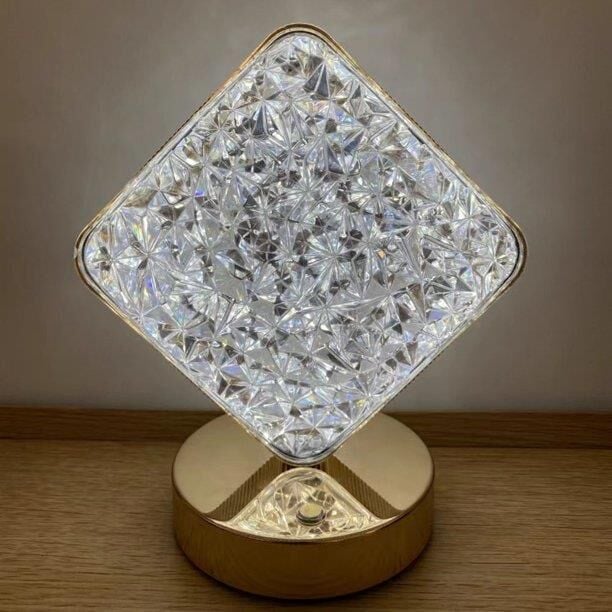 Kare Kristal Elmas Masa Lambası Led Işıklı Şarjlı Dokunmatik Akrilik Gece Lambası LW25