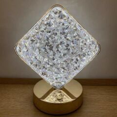 LW-25 Şarjlı Kare Kristal Elmas Masa Lambası Dokunmatik Romantik Akrilik Led Gece Lambası
