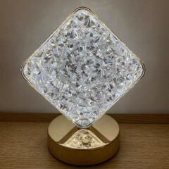 Kare Kristal Elmas Masa Lambası Led Işıklı Şarjlı Dokunmatik Akrilik Gece Lambası LW25