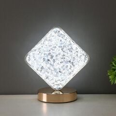 Kare Kristal Elmas Masa Lambası Led Işıklı Şarjlı Dokunmatik Akrilik Gece Lambası LW25