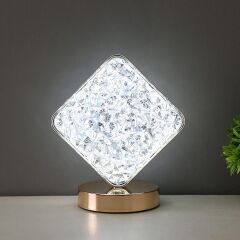 Kare Kristal Elmas Masa Lambası Led Işıklı Şarjlı Dokunmatik Akrilik Gece Lambası LW25