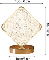 Kare Kristal Elmas Masa Lambası Led Işıklı Şarjlı Dokunmatik Akrilik Gece Lambası LW25