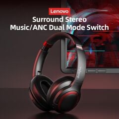 Lenovo Thinkplus TH40 Kablosuz Bluetooth Kulaküstü Kulaklık Siyah-Kırmızı