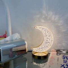 Şarjlı Ay Kristal Elmas Masa Lambası Dokunmatik Akrilil Led Gece Lambası LW28