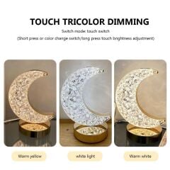 LW-28 Şarjlı Ay Kristal Elmas Masa Lambası Dokunmatik Romantik Akrilik Led Gece Lambası