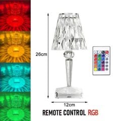 Abajur Kristal Elmas Masa Lambası Led Işıklı Şarjlı Dokunmatik Akrilik Gece Lambası LW4