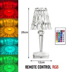 Abajur Kristal Elmas Masa Lambası Led Işıklı Şarjlı Dokunmatik Akrilik Gece Lambası LW4
