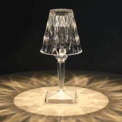 Abajur Kristal Elmas Masa Lambası Led Işıklı Şarjlı Dokunmatik Akrilik Gece Lambası LW-4