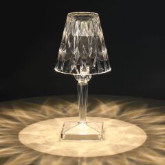 Abajur Kristal Elmas Masa Lambası Led Işıklı Şarjlı Dokunmatik Akrilik Gece Lambası LW4