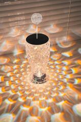 Vazo Kristal Elmas Masa Lambası Led Işıklı Şarjlı Dokunmatik Akrilik Gece Lambası LW8