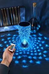Vazo Kristal Elmas Masa Lambası Led Işıklı Şarjlı Dokunmatik Akrilik Gece Lambası LW8