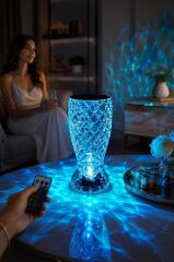 Vazo Kristal Elmas Masa Lambası Led Işıklı Şarjlı Dokunmatik Akrilik Gece Lambası LW8