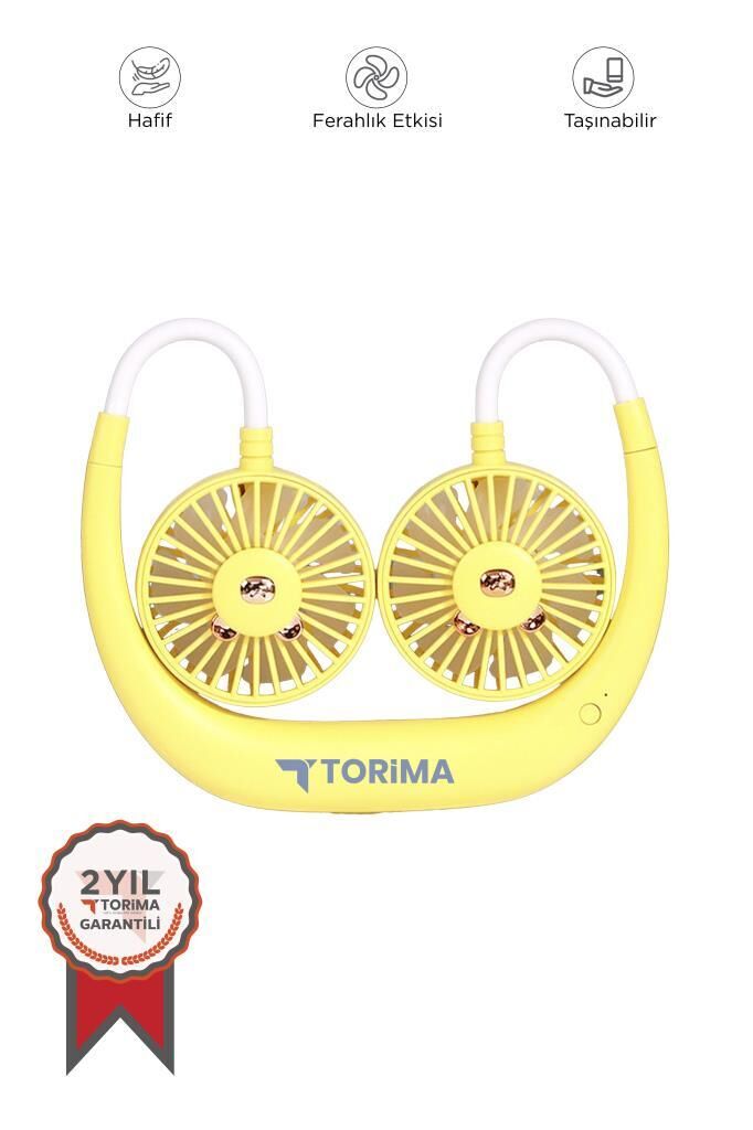 Torima F-10 Sarı Eller Serbest Boyuna Asılabilir Şarjlı 3 Kademeli Vantilatör Klima Soğutucu Fan
