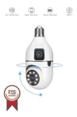 Güvenlik Kamerası Gece Görüşlü 360 Derece Dönebilen Wifi Ampül Smart Ip Kamera CMR13 Beyaz