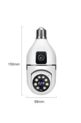 Güvenlik Kamerası Gece Görüşlü 360 Derece Dönebilen Wifi Ampül Smart Ip Kamera CMR13 Beyaz